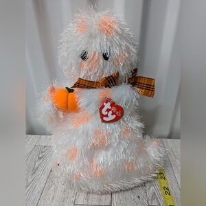 Ty shriekers Fuzzy Ghost Plush with Orange and White